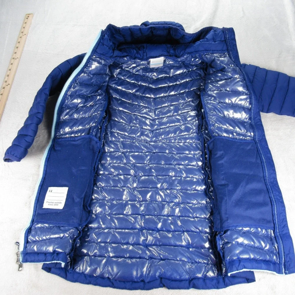 Columbia Jacket Youth Small 7/8 Blue Colorblock Omni Heat Slope Edge Mid READ